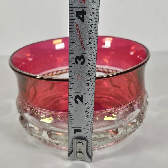 Tiffin Franciscan Kings Crown Ruby Cranberry Flashed Finger Bowl - Picture 8 of 11